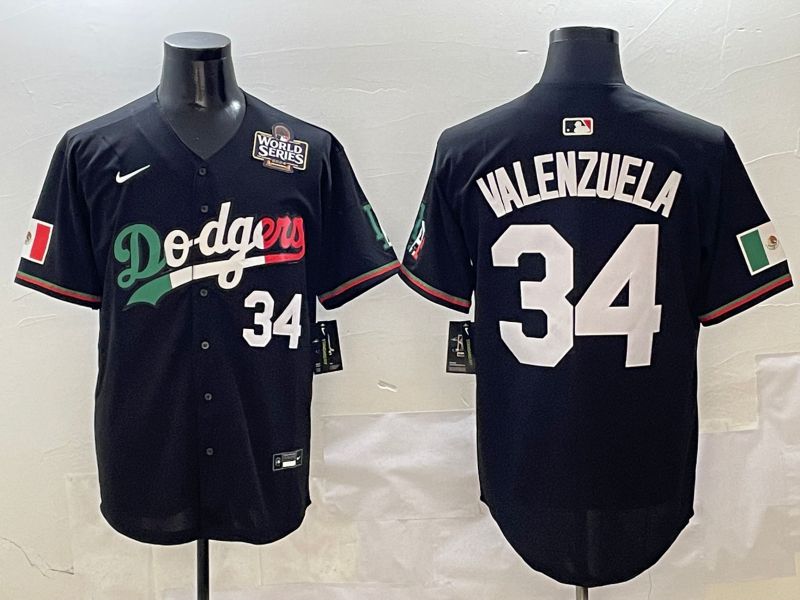Men Los Angeles Dodgers #34 Valenzuela Black Mexico 2025 Nike MLB Jersey style 3->los angeles dodgers->MLB Jersey